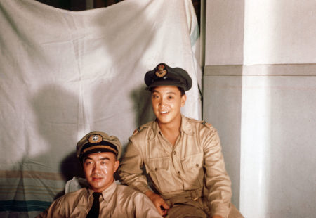 Charlie Chow (right) in India with his friend Harold Chinn.