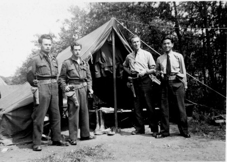 Cy, Paul, Pete, Fred at tent