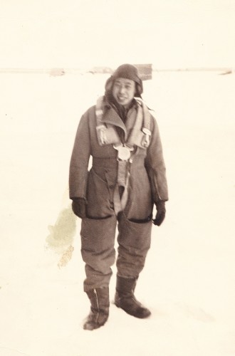 Monty Lee in his heated flight suit