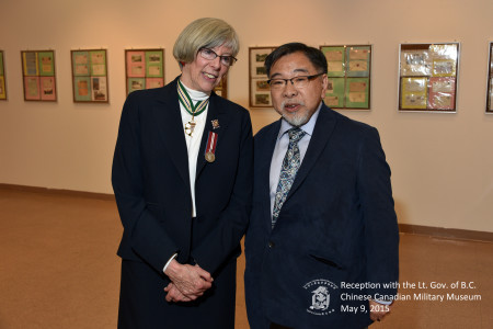 Lieutenant Governor Judith Guichon speaks with museum historian Larry Wong. 