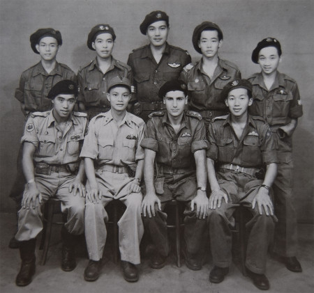 Kuala Lumpur, Malay, Nov 1945 Back row (L-R): unknown, Bing Lee, Ernie Louie, Harry Ho, Bill Lee. Front row (L-R): Ted Wong, Nationalist Chinese soldier, Mike Levy, Henry Fung