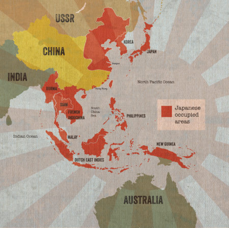 Map of Japanese occupied areas of Asia during WWII